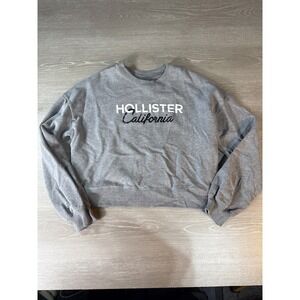 Hollister California Gray Cropped Sweatshirt Pullover Women's Size L